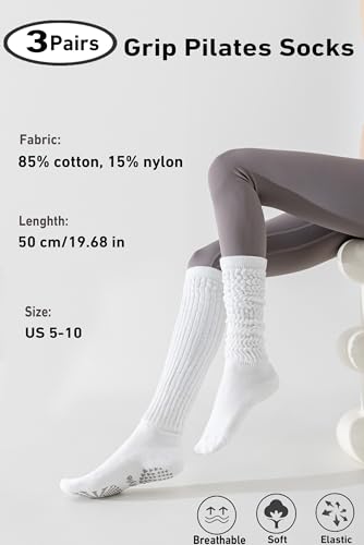 Hstyle Grip Pilates Socks for Women, Slouch Scrunch Yoga Barre Socks for Hospital Workout - Image 4