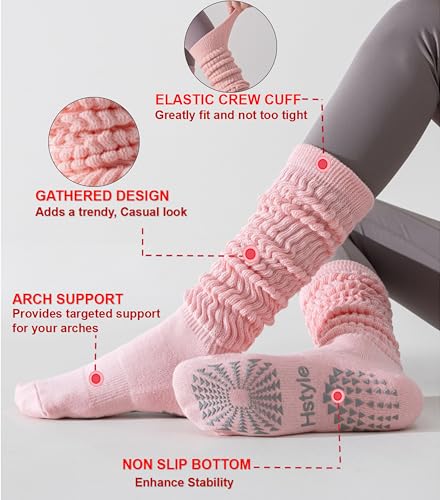 Hstyle Grip Pilates Socks for Women, Slouch Scrunch Yoga Barre Socks for Hospital Workout - Image 5
