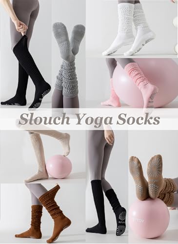 Hstyle Grip Pilates Socks for Women, Slouch Scrunch Yoga Barre Socks for Hospital Workout - Image 6