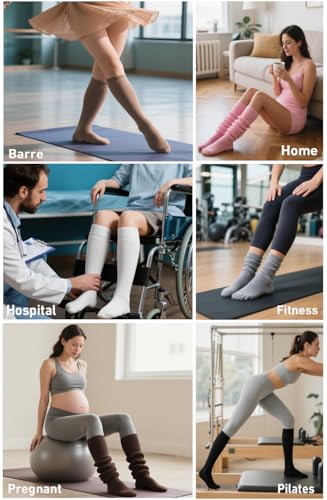 Hstyle Grip Pilates Socks for Women, Slouch Scrunch Yoga Barre Socks for Hospital Workout - Image 7