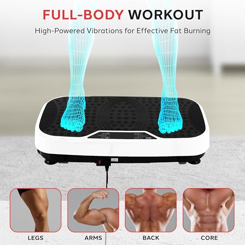 Hurtle Fitness Vibration Platform Machine - Home Gym Whole Body Shaker Exercise Machine Workout Trainer Fast Weight Loss w/Resistance Bands Easy Carry Wheel Remote Adjustable Speed - Image 3
