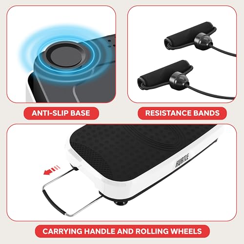 Hurtle Fitness Vibration Platform Machine - Home Gym Whole Body Shaker Exercise Machine Workout Trainer Fast Weight Loss w/Resistance Bands Easy Carry Wheel Remote Adjustable Speed - Image 7