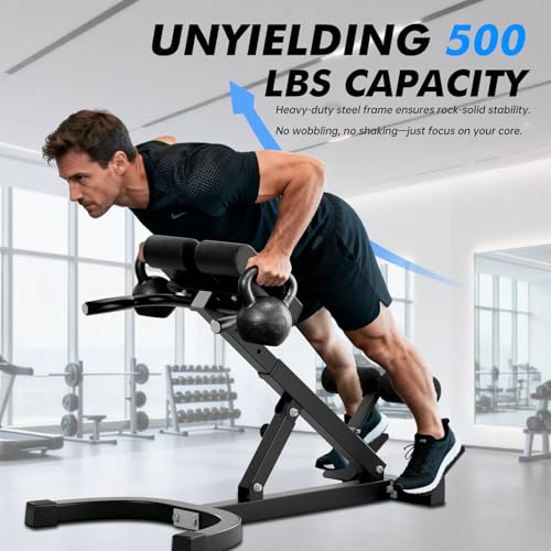Hyper Back Extension Roman Chair 440LBS Angle & Height Adjustable Bench for Glutes, Hamstrings & Lower Back, Multi-Functional Foldable Full Body Workout for Home Gym - Image 3