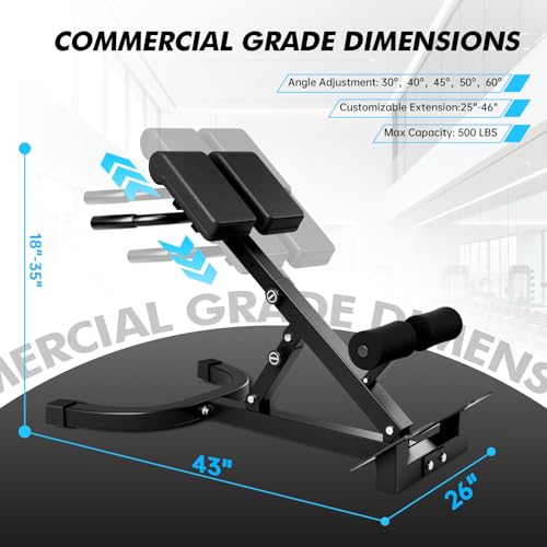 Hyper Back Extension Roman Chair 440LBS Angle & Height Adjustable Bench for Glutes, Hamstrings & Lower Back, Multi-Functional Foldable Full Body Workout for Home Gym - Image 4