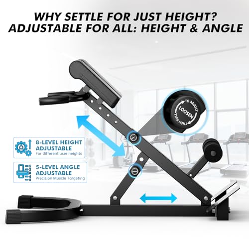 Hyper Back Extension Roman Chair 440LBS Angle & Height Adjustable Bench for Glutes, Hamstrings & Lower Back, Multi-Functional Foldable Full Body Workout for Home Gym - Image 5