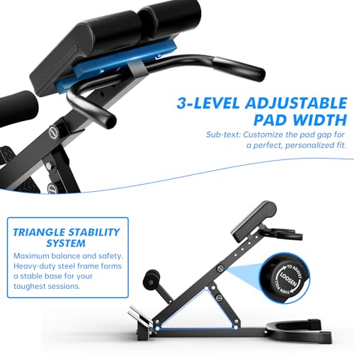 Hyper Back Extension Roman Chair 440LBS Angle & Height Adjustable Bench for Glutes, Hamstrings & Lower Back, Multi-Functional Foldable Full Body Workout for Home Gym - Image 7