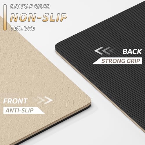 ILILI Yoga Mat 10mm Extra Thick and 193cm Extra Long, 76x28×0.4 Inch, Double Color Non-Slip TPE Material, Easy Carrying with Strap, Ideal for Yoga, Pilates, Floor Exercise, Home and Outdoor Use, Eco Friendly - Image 5