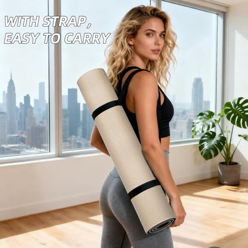 ILILI Yoga Mat 10mm Extra Thick and 193cm Extra Long, 76x28×0.4 Inch, Double Color Non-Slip TPE Material, Easy Carrying with Strap, Ideal for Yoga, Pilates, Floor Exercise, Home and Outdoor Use, Eco Friendly - Image 6