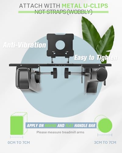 INMAKER Treadmill Desk Attachment, Universal Treadmill Laptop Holder Adjustble Height Width, Aluminum Laptop Stand for Treadmill with Tray Black - Image 4