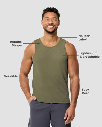 INTO THE AM Tank Tops for Men S - 2XL Plain Mens Tank Top Soft Cotton Blend Sleeveless Muscle Shirts Beach Casual - Image 4