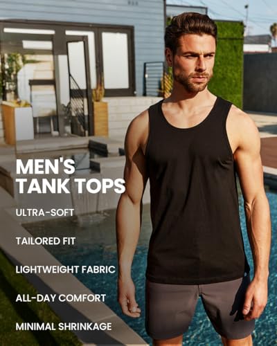 INTO THE AM Tank Tops for Men S - 2XL Plain Mens Tank Top Soft Cotton Blend Sleeveless Muscle Shirts Beach Casual - Image 5