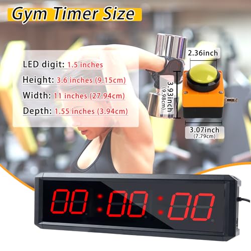 Independent Button Type 1.5-inch Fitness Room Rest Timer, Suitable for Gym Exercise/School/Home Exercise/Boxing Gym/Indoor Rock Climbing (1.5 inch 6-Digit red) - Image 3