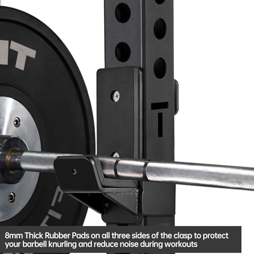 J Hooks for 2" x 2" Power Rack, Rubber Pad J-Hook for Power Cage, Bottom Reinforced Steel J Cups for Squat Rack, Heavy Duty Barbell Holder, Black - Image 5