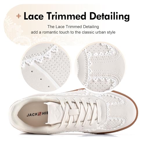 JACKSHIBO Women's Ribbon Lace-Up Fashion Sneakers Arch Support Gum Sole Tennis Walking Shoes with Memory Foam - Image 4
