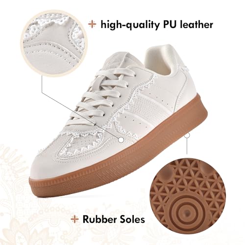 JACKSHIBO Women's Ribbon Lace-Up Fashion Sneakers Arch Support Gum Sole Tennis Walking Shoes with Memory Foam - Image 7