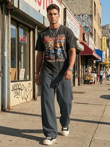 JMIERR Mens Baggy Pants Drawstring Stretch Loose Fit Wide Leg Streetwear Pants with Pockets - Image 5