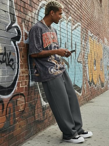 JMIERR Mens Baggy Pants Drawstring Stretch Loose Fit Wide Leg Streetwear Pants with Pockets - Image 7