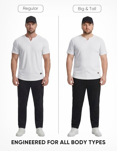 JMIERR Mens Muscle Slim T Shirts Texture V Neck Longline Henley Gym Workout Athletic Tee Shirt - Image 7