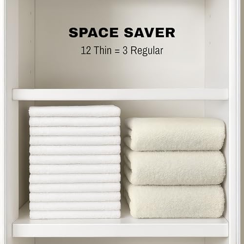 JMR White Bath Towels Bulk Pack of 12 (22x44) - 100% Cotton Lightweight & Quick-Dry Cotton Towels for Hotel, Rental Properties, Gym & Commercial Use - Image 6