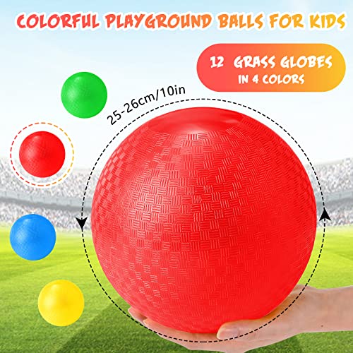 Jerify 12 Pcs Playground Balls Bulk 10 Inch Kickball Bouncy Balls for Kids Inflatable Bouncing Handball for Kids Adults Indoor Outdoor Games Gym Picnic Camp Yoga Exercise - Image 3