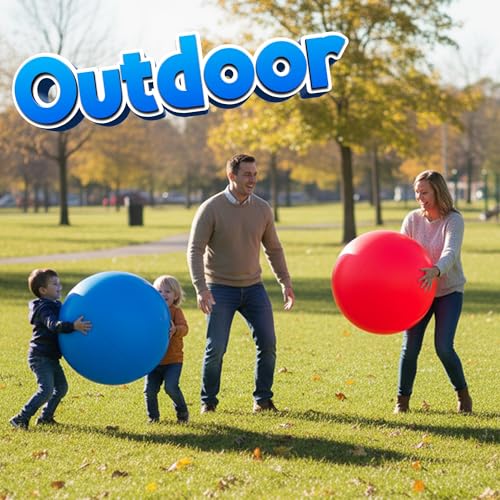 Jumbo 18-Inch Playground Balls (2 Pack, Red & Blue) - Giant Large Inflatable Rubber Kickball for Kids and Toddlers, Boys & Girls Backyard, Sports, Gym, Recess, Indoor & Outdoor Games w/Pump - Image 6