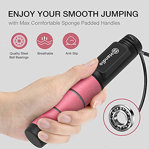 Jump Rope, H Handio Jump Rope with Counter, Workout Jumping Rope with Steel Ball Bearings, Adjustable Length Speed Skipping Rope for Men Women Kids Home Gym, Crossfit, Fitness Exercise - Image 3