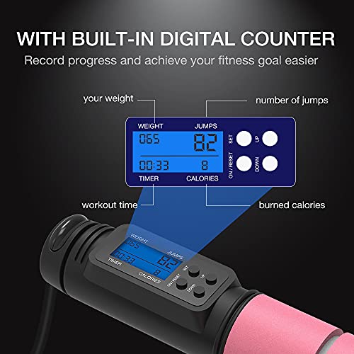 Jump Rope, H Handio Jump Rope with Counter, Workout Jumping Rope with Steel Ball Bearings, Adjustable Length Speed Skipping Rope for Men Women Kids Home Gym, Crossfit, Fitness Exercise - Image 4