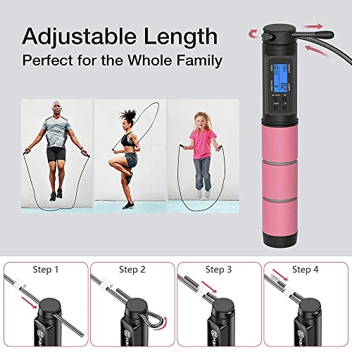 Jump Rope, H Handio Jump Rope with Counter, Workout Jumping Rope with Steel Ball Bearings, Adjustable Length Speed Skipping Rope for Men Women Kids Home Gym, Crossfit, Fitness Exercise - Image 7