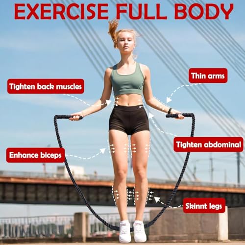 Jump Rope, Weighted Jump Rope for Men Women, 1.5lb 2.8lb Heavy Jumping Ropes for Fitness, Adult Skipping Rope for Home Gym Exercise, Improve Strength and Building Muscle Workout Equipment - Image 6
