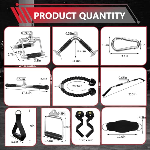 LAT Bar Cable Attachment with Rubber Handgrips, Deluxe Heavy Duty Solid Curl Bar Revolving Hanger Home Gym Cable Attachments (White 35.5inch Set) - Image 4