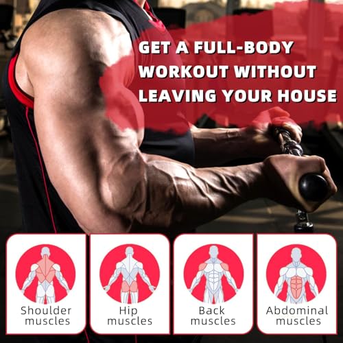 LAT Bar Cable Attachment with Rubber Handgrips, Deluxe Heavy Duty Solid Curl Bar Revolving Hanger Home Gym Cable Attachments (White 35.5inch Set) - Image 6