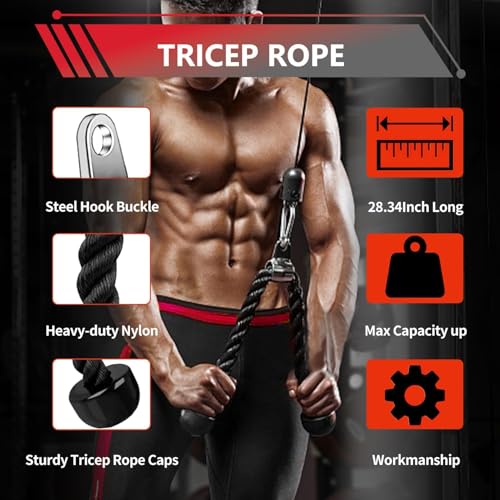 LAT Bar Cable Attachment with Rubber Handgrips, Deluxe Heavy Duty Solid Curl Bar Revolving Hanger Home Gym Cable Attachments (White 35.5inch Set) - Image 8