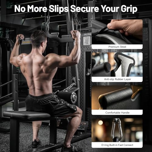 LAT Pull Down Bar with 6 Ergonomic Handles, Neutral Grip LAT Pulldown Attachments for Whole Back Training, Wide Grip LAT Pulldown Bars for Home Gym Cable - Image 6