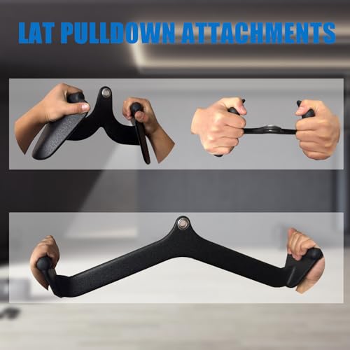 LAT Pulldown Attachments, LAT Bar Cable Machine Attachment,T-bar V-bar, LAT Pull Down Bars, Back Tricep Bar Strength Training Handle for Home Gym Fitness - Image 4