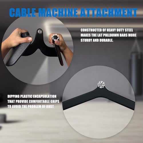LAT Pulldown Attachments, LAT Bar Cable Machine Attachment,T-bar V-bar, LAT Pull Down Bars, Back Tricep Bar Strength Training Handle for Home Gym Fitness - Image 7