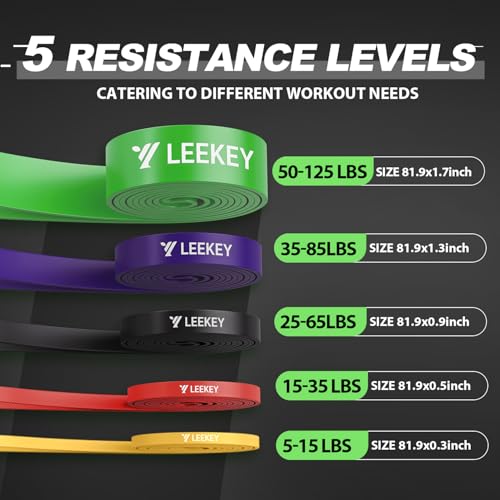 LEEKEY Resistance Bands, Exercise Bands with Handles,Pull Up Assist Bands - Band Set with Door Anchor - Bands for Working Out,Band for Men and Women Fitness Training,Home Workouts - Image 3
