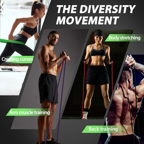 LEEKEY Resistance Bands, Exercise Bands with Handles,Pull Up Assist Bands - Band Set with Door Anchor - Bands for Working Out,Band for Men and Women Fitness Training,Home Workouts - Image 5