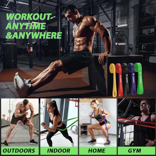 LEEKEY Resistance Bands, Exercise Bands with Handles,Pull Up Assist Bands - Band Set with Door Anchor - Bands for Working Out,Band for Men and Women Fitness Training,Home Workouts - Image 6