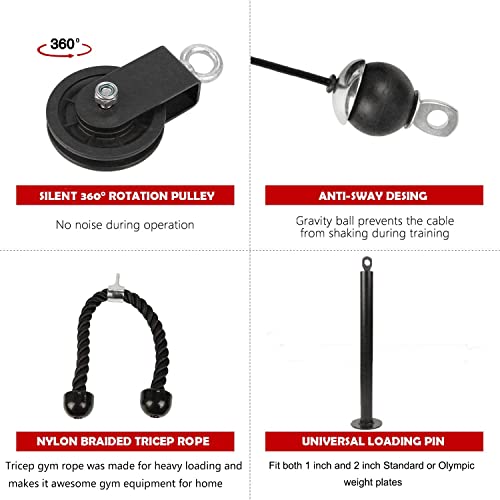 LFJ LAT Pull Down and Lift Weight Pulley System Cable Machine Pulley Attachment for Triceps Pull Down, Biceps Curl, Back, Forearm, Shoulder Home Gym Equipment - Image 6