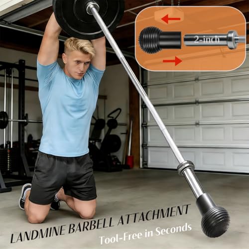 Landmine Attachment for Barbell, 360° Rotation for Row, Split Squat, Press in Home Gym, Natural Rubber 2" Olympic Bar Fit - Image 7