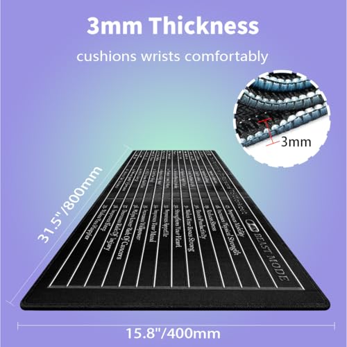 Large Gaming Mouse Pad (31.5" x 15.8") - Inspirational Fitness Quotes Workout Motivational Exercise Words Rustic Black Wood Grain, Extra XXL Office Decor, Premium Stitched Anti-Slip Desk Mat - Image 3