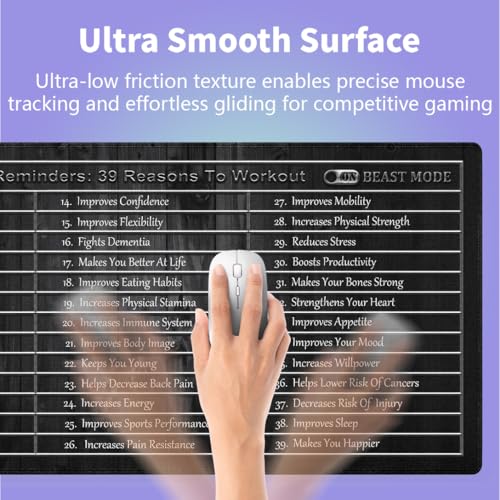 Large Gaming Mouse Pad (31.5" x 15.8") - Inspirational Fitness Quotes Workout Motivational Exercise Words Rustic Black Wood Grain, Extra XXL Office Decor, Premium Stitched Anti-Slip Desk Mat - Image 5