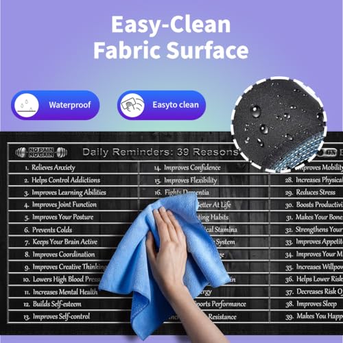 Large Gaming Mouse Pad (31.5" x 15.8") - Inspirational Fitness Quotes Workout Motivational Exercise Words Rustic Black Wood Grain, Extra XXL Office Decor, Premium Stitched Anti-Slip Desk Mat - Image 6