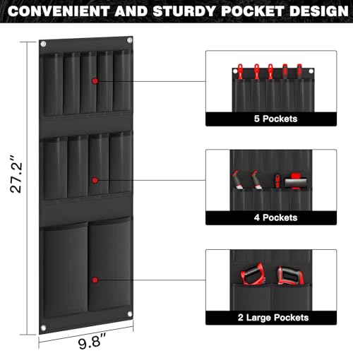 Large Power Tool Organizer Cart with Charging Station 8 Drill Holder Garage Storage Standing Heavy Duty and Stability Storage Rack Utility Tool Shelf (Red) - Image 3