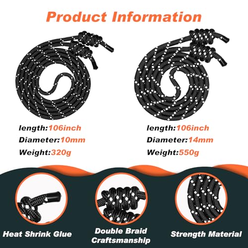 Lewtemi 2 Pcs Flow Rope for Fitness Double Woven Workout Rope Adjustable Length Flow Jump for Working out Men Women Training Exercise Gym Indoor Outdoor Beginner, 9 ft - Image 3