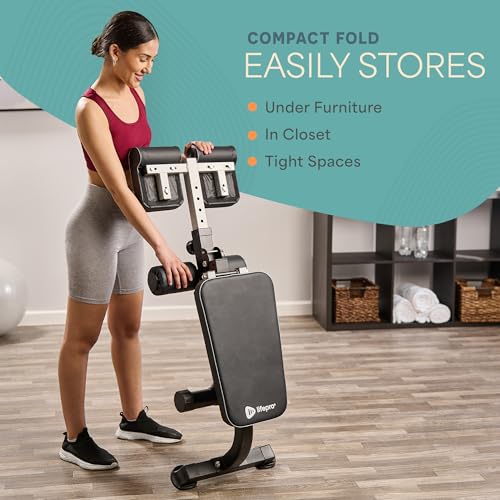 Lifepro SculptTrainer Roman Chair – Hyperextension Bench for Strength Training – Adjustable Back Extension Machine, Ab Bench & Foldable Sit-Up Bench for Athletes, Core Work & Home Gym Workouts - Image 7