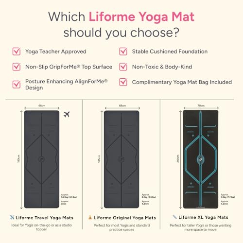 Liforme Original Yoga Mat – Free Yoga Bag Included - Patented Alignment System, Warrior-like Grip, Non-slip, Eco-friendly, sweat-resistant, long, wide, 4.2mm thick mat for comfort - Image 6
