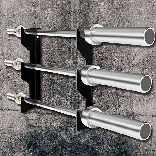 Luwint Barbell Holder Wall Mount, Horizontal 3 Weight Bar Storage Rack - Image 3