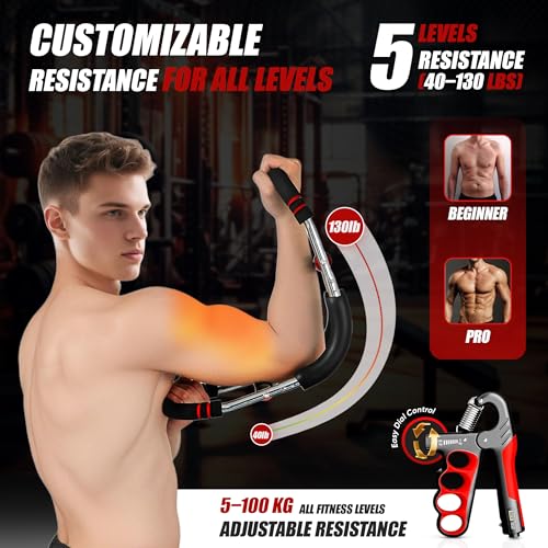 LuxUltra Twister Arm Trainer Chest Workout Equipment for Men & Women, Adjustable 40-130 lbs Chest and Arm Trainer, Home Gym Strength Trainer with Hand Grip Strengthener - Image 4