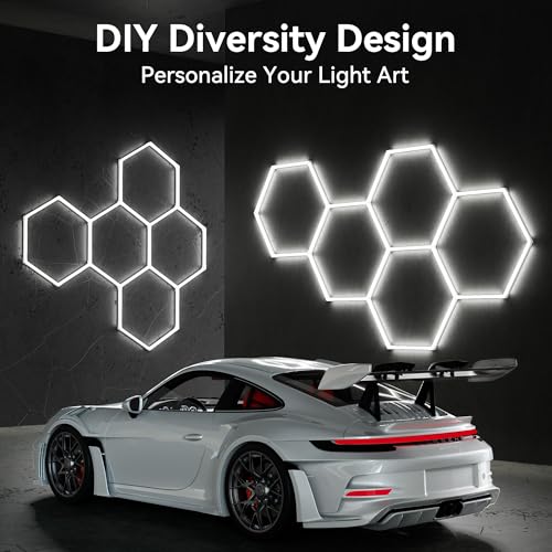 MODERN 14 Hexagon LED Garage Light 6500K, 61560 Lumens, Honeycomb Design, 14-Grid System, Octagon Shop Light for Workshop, Gym, Warehouse & Car Wash (White, 57-Pack) - Image 3